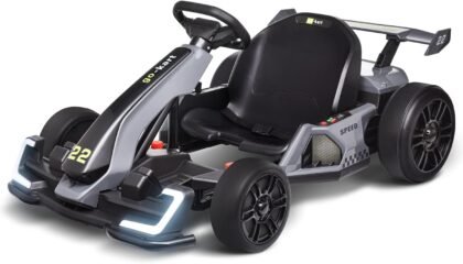 Blitzshark 24V Electric Go Kart for Kids – Adjustable Seat, Drift Mode, LED Lights, 8 MPH Speed