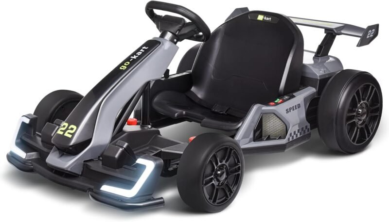Blitzshark 24V Electric Go Kart for Kids – Adjustable Seat, Drift Mode, LED Lights, 8 MPH Speed