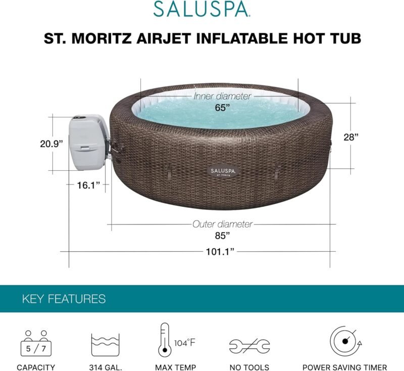 Bestway SaluSpa Miami Inflatable Jacuzzi – Portable 4-Person Outdoor Hot Tub - Image 2