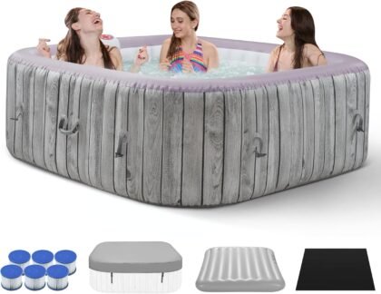 Mayzenn Inflatable Hot Tub – Portable 4-Person Spa with Insulated Cover