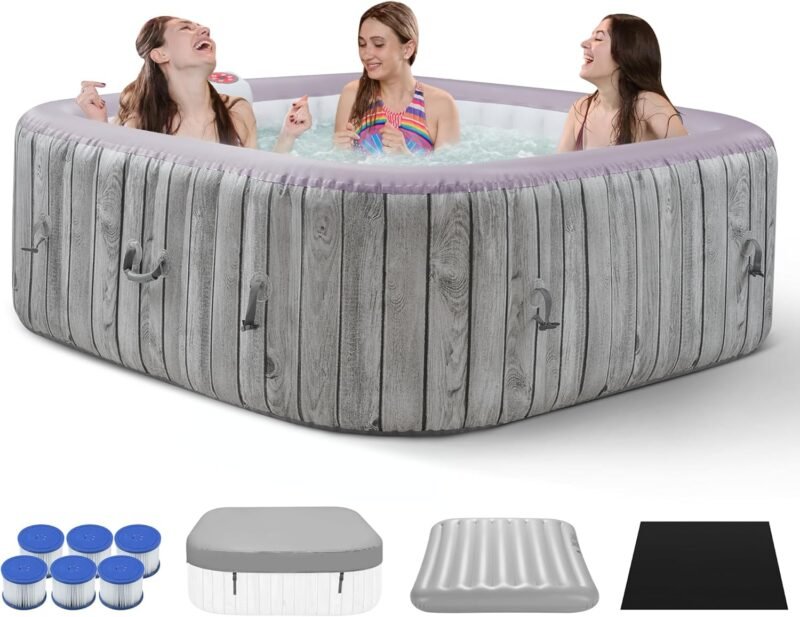 Mayzenn Inflatable Hot Tub – Portable 4-Person Spa with Insulated Cover