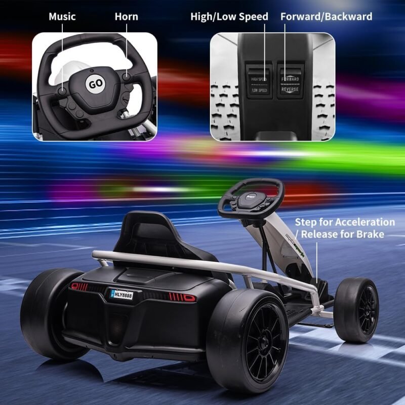 24V Electric Go Kart for Kids with Dual Motors & Drifting Mode - Image 3