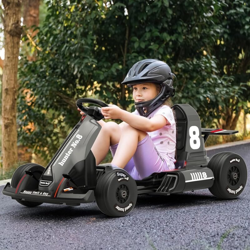 XJD 12V Electric Go Kart for Kids – Adjustable Seat, 7Ah Battery, 3-Speed Modes - Image 3