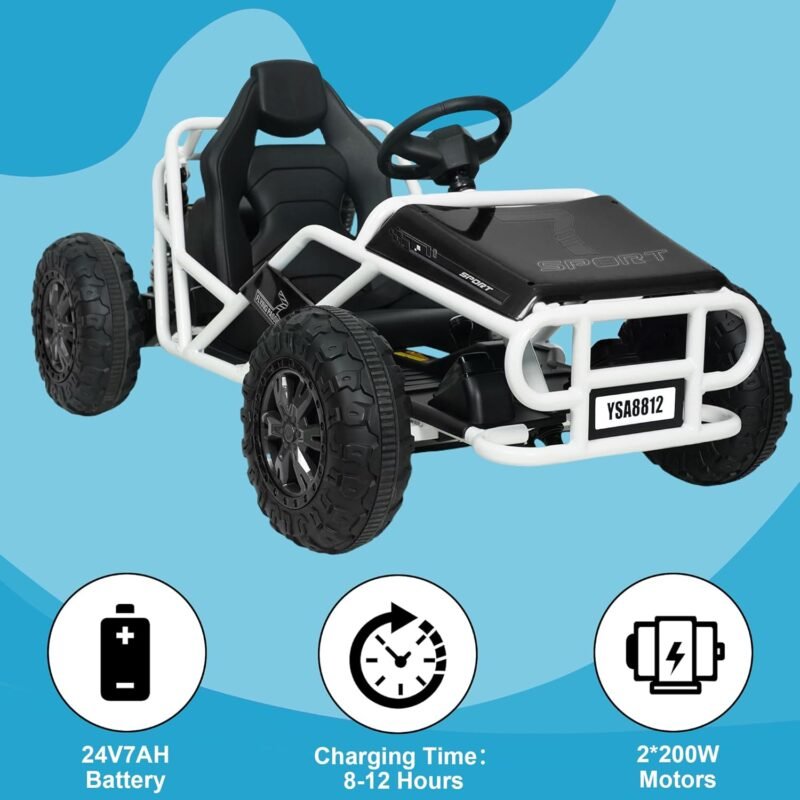 24V Electric Go-Kart for Kids | Dual 200W Motors & Shock Absorbers - Image 3