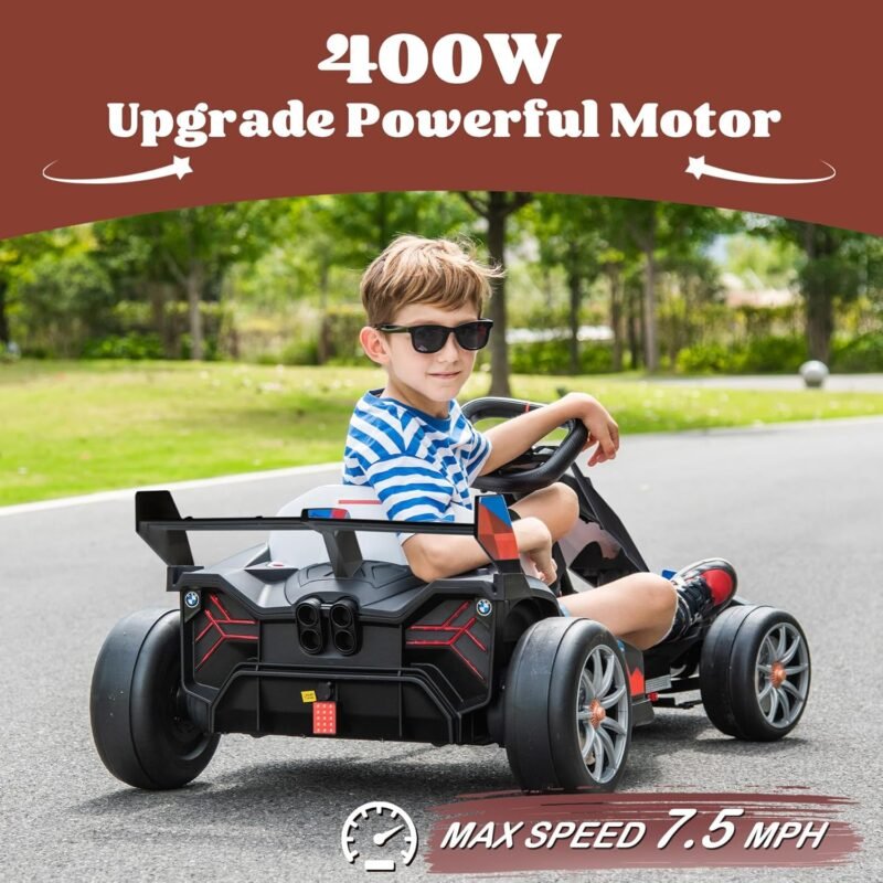 24V Kids Electric Racing Go-Kart with Drift Mode & Adjustable Seat - Image 4