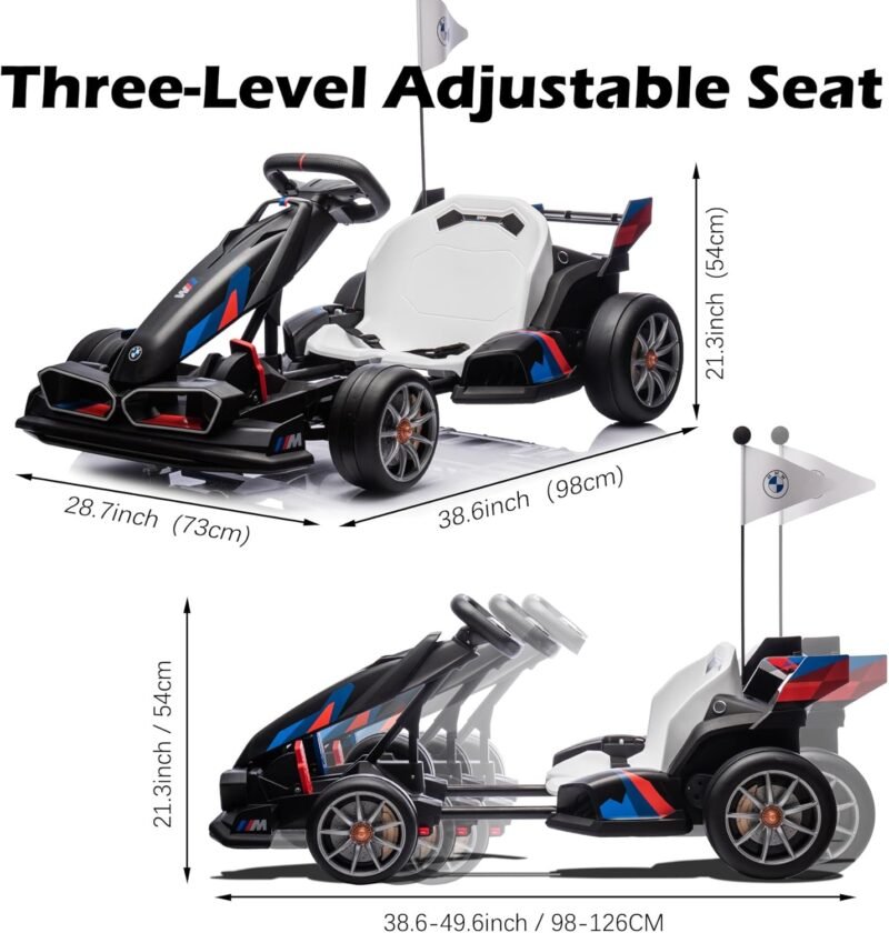 24V Kids Electric Racing Go-Kart with Drift Mode & Adjustable Seat - Image 2