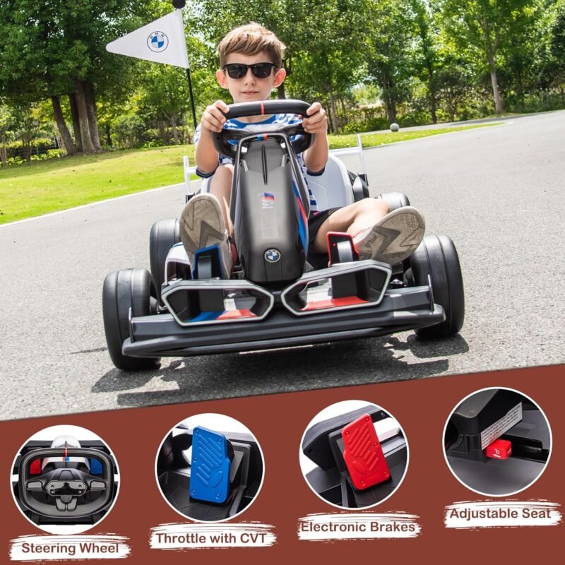 24V Kids Electric Racing Go-Kart with Drift Mode & Adjustable Seat - Image 5