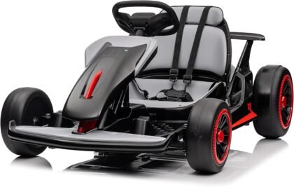 24V 2x200W Electric Go Kart for Kids with Adjustable Seat & LED Lights