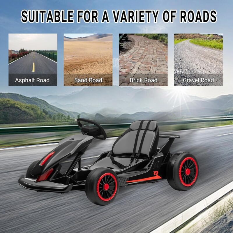 24V 2x200W Electric Go Kart for Kids with Adjustable Seat & LED Lights - Image 4