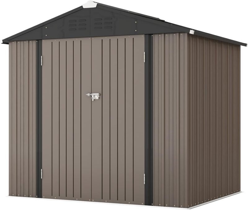 Patiowell 8x6 FT Outdoor Metal Storage Shed – Lockable & Weather-Resistant