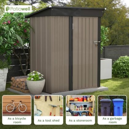Patiowell 5x3 FT Metal Outdoor Storage Shed – Compact, Lockable & Weather-Resistant