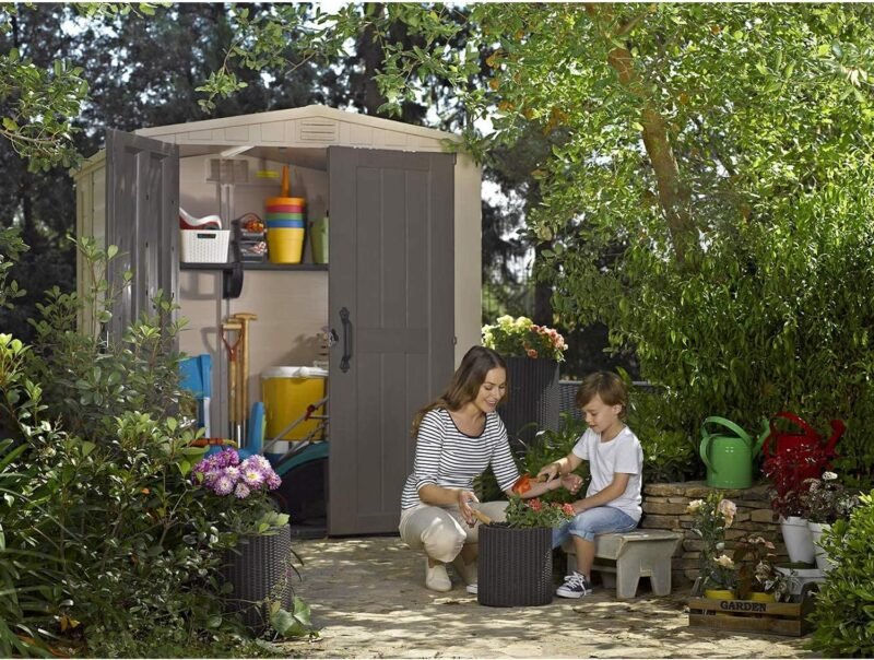 Rubbermaid 5x2 Ft Outdoor Resin Storage Shed with Double Wall Panels - Image 2