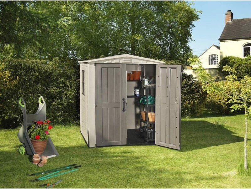Rubbermaid 5x2 Ft Outdoor Resin Storage Shed with Double Wall Panels - Image 4