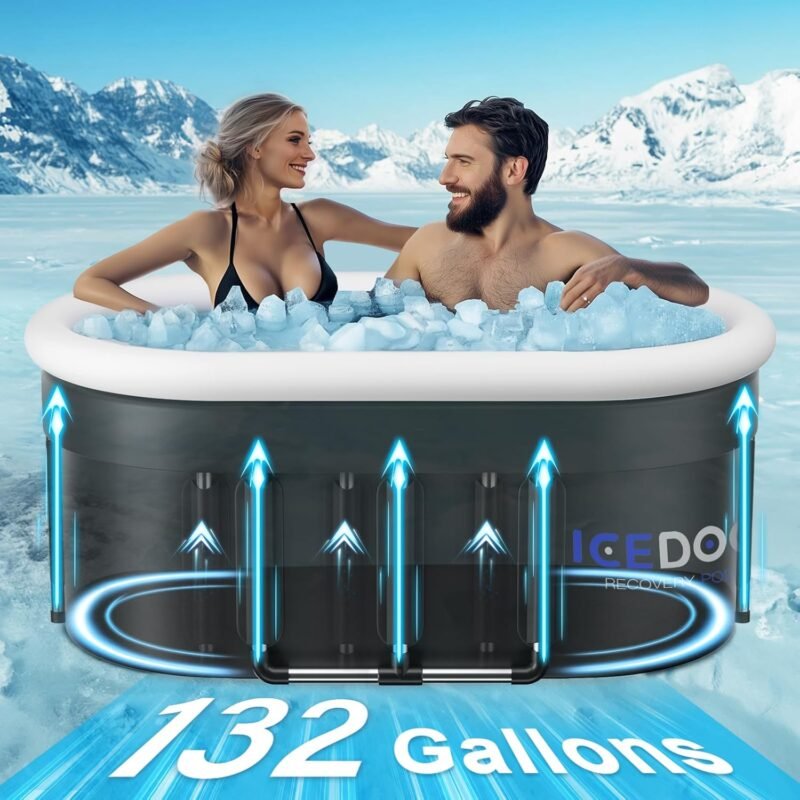 Wxtkkom 132 Gal XXL Oval Ice Bath – Multi-Layered Inflatable Cold Plunge Tub - Image 3