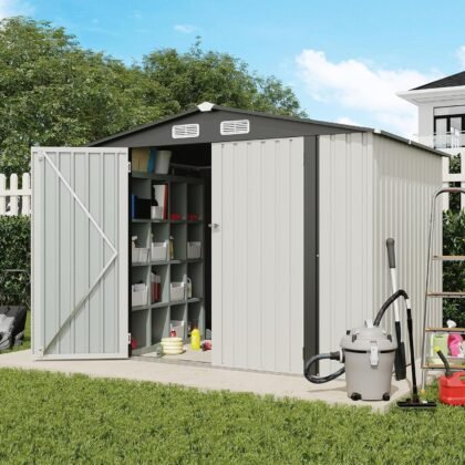 Verano Garden 8x6 FT Outdoor Metal Storage Shed – Durable, Lockable & Weather-Resistant