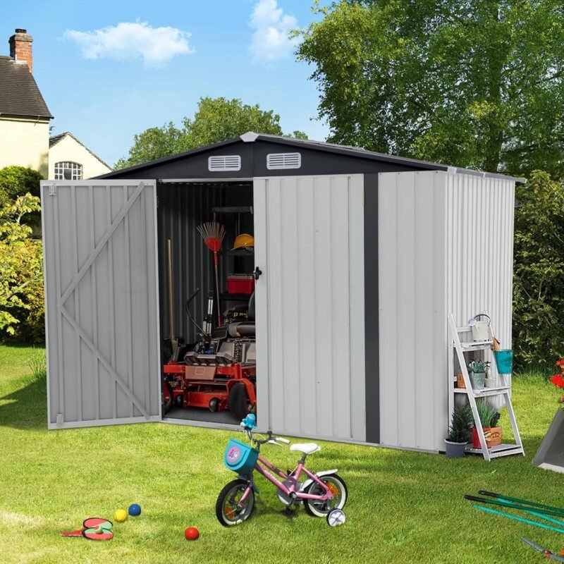 Verano Garden 8x6 FT Outdoor Metal Storage Shed – Durable, Lockable & Weather-Resistant - Image 2