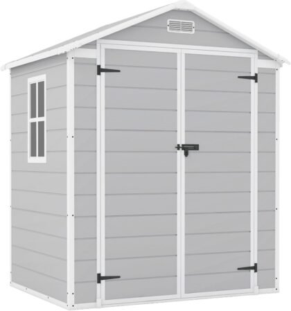 Patiowell 6x4 FT Plastic Outdoor Storage Shed – Weatherproof Resin Garden Shed with Lockable Door & Window