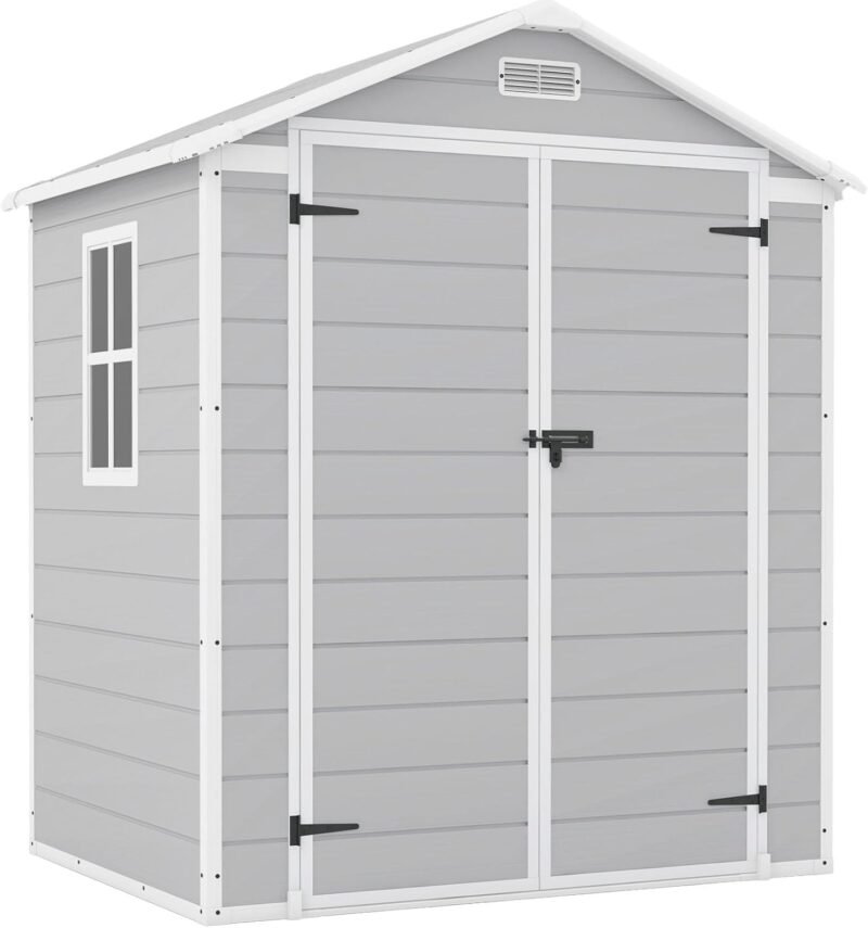Patiowell 6x4 FT Plastic Outdoor Storage Shed – Weatherproof Resin Garden Shed with Lockable Door & Window