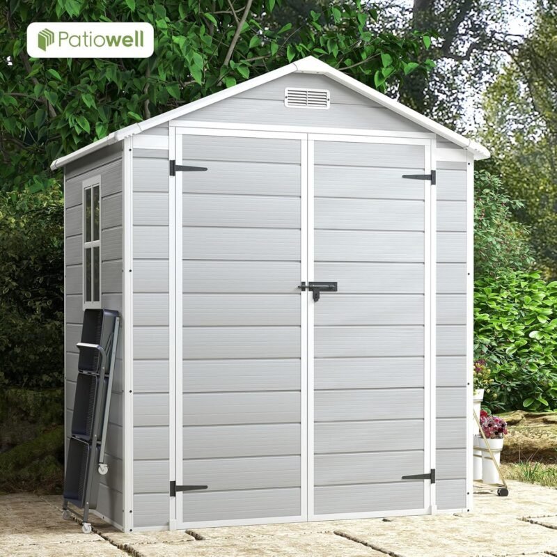 Patiowell 6x4 FT Plastic Outdoor Storage Shed – Weatherproof Resin Garden Shed with Lockable Door & Window - Image 2