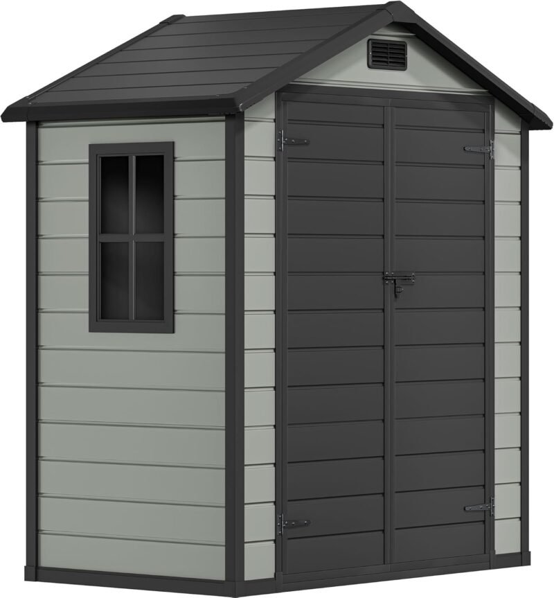 DWVO 6x4 ft Lockable Outdoor Metal Storage Shed – Waterproof Utility Tool Shed - Image 2