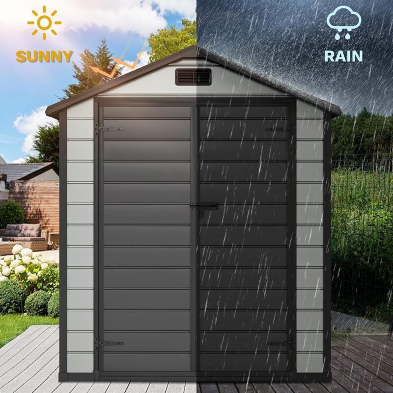 DWVO 6x4 ft Lockable Outdoor Metal Storage Shed – Waterproof Utility Tool Shed - Image 3