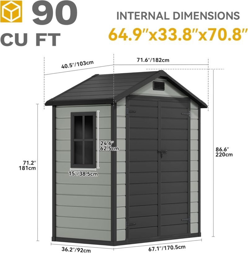 DWVO 6x4 ft Lockable Outdoor Metal Storage Shed – Waterproof Utility Tool Shed - Image 4