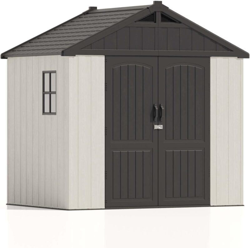Patiowell 8x6 FT Plastic Outdoor Storage Shed with Floor – Durable Resin Garden Storage - Image 2